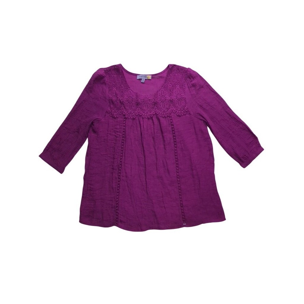Figueroa & Flower Blouse Women Small Magenta Crochet Lace Boho SAD114